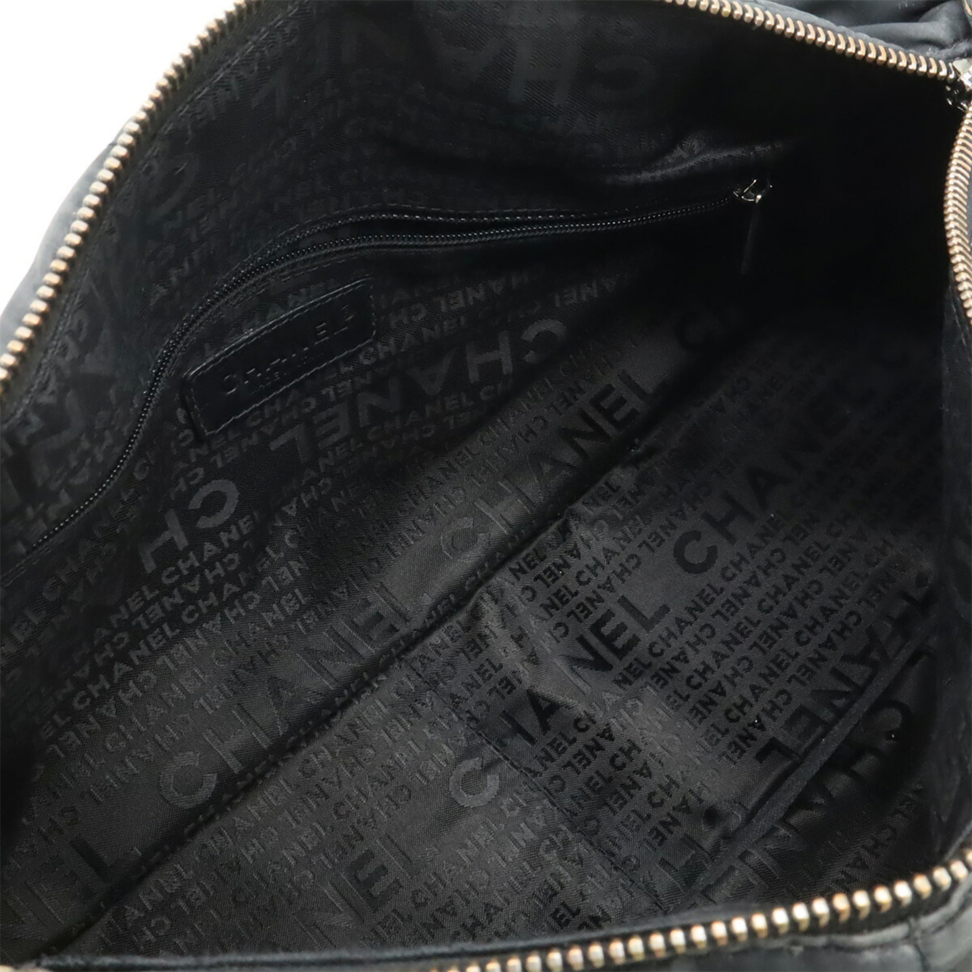 Chanel Black Nylon Leather Handbag