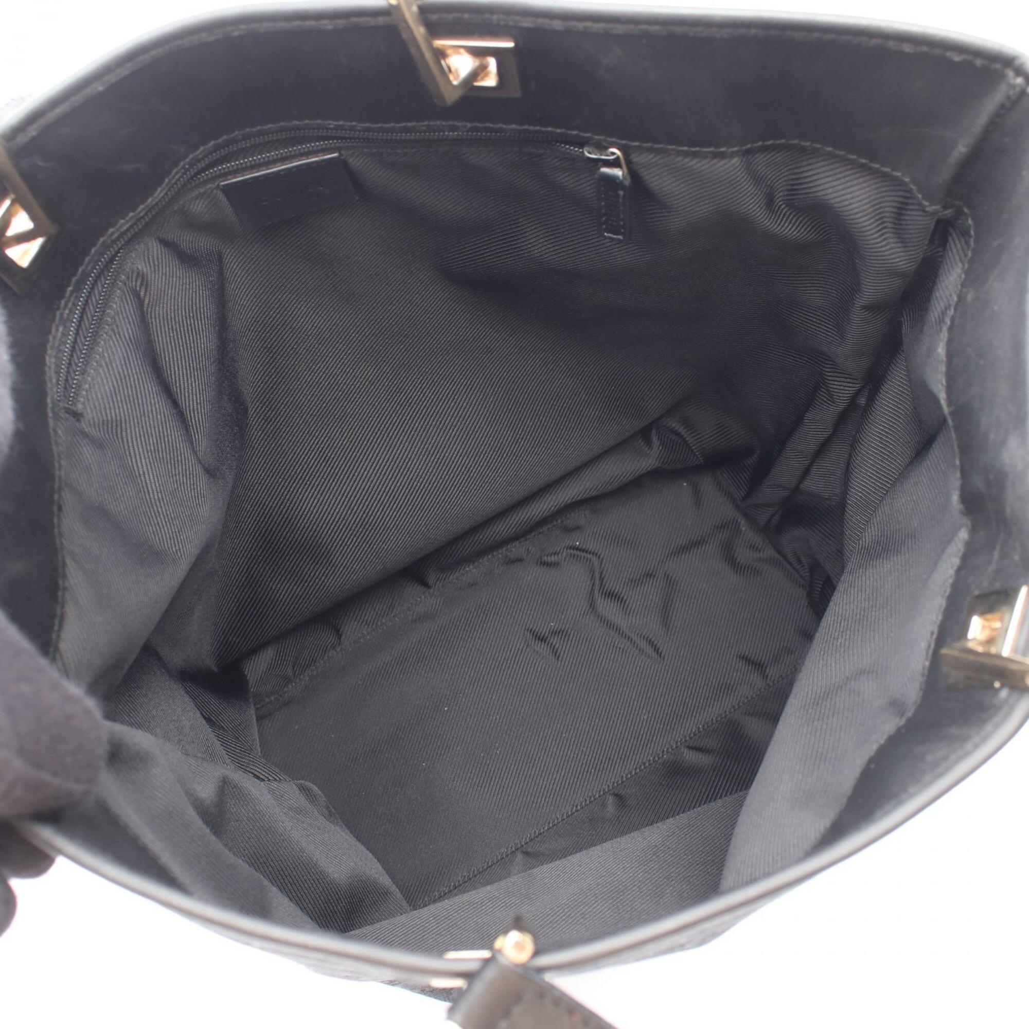 Gucci Black Canvas Leather Handbag Tote Bag (Pre-Owned)