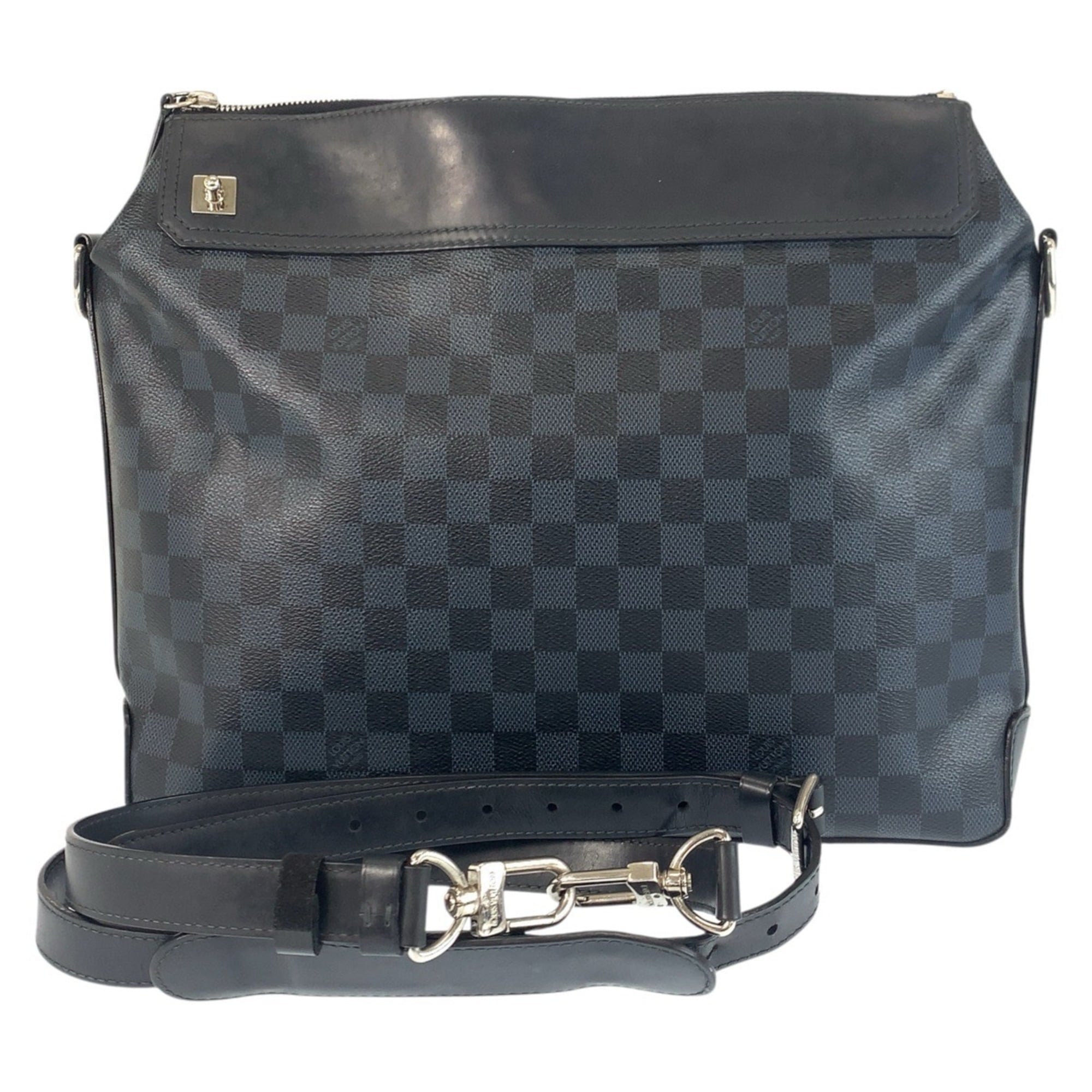 Louis Vuitton Black Blue Pvc Leather Briefcase Shoulder Bag