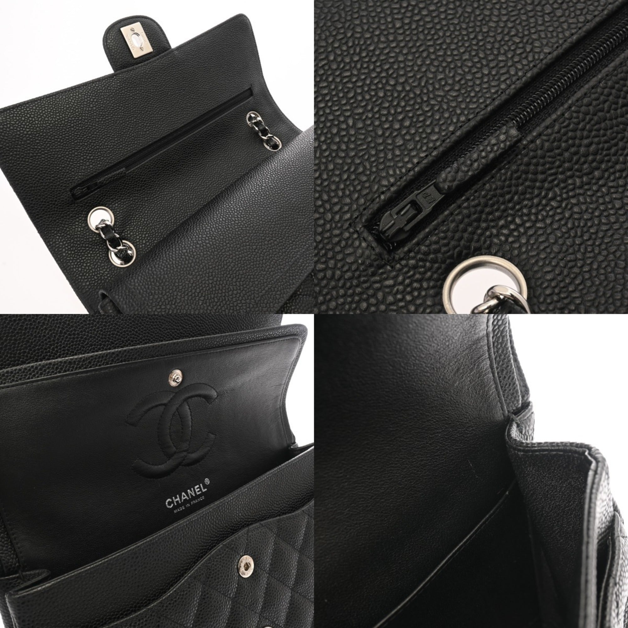 Chanel Black Grained Calfskin Shoulder Bag