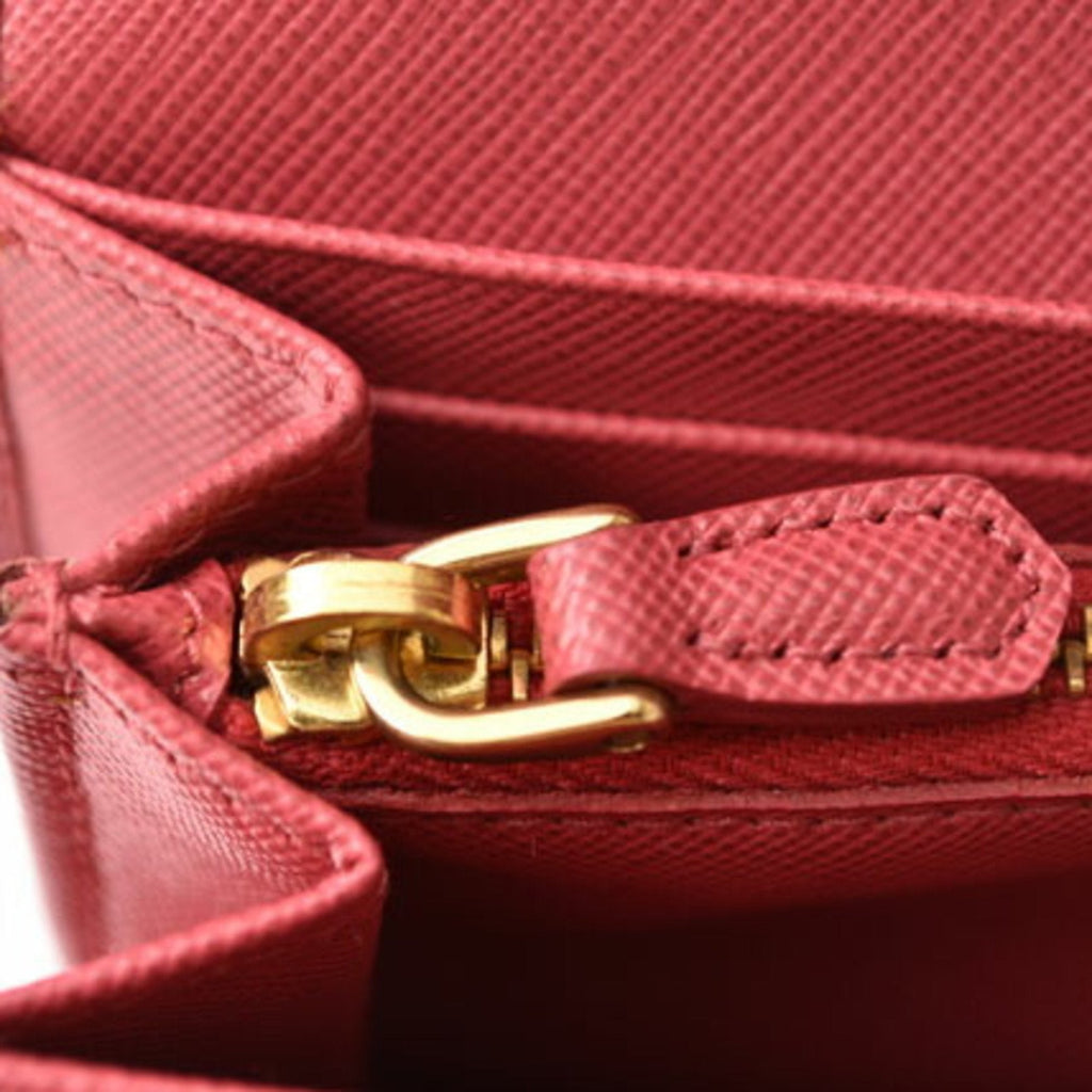 Prada Peonia Saffiano Metal Saffiano Metal Long Wallet (Bi-Fold)