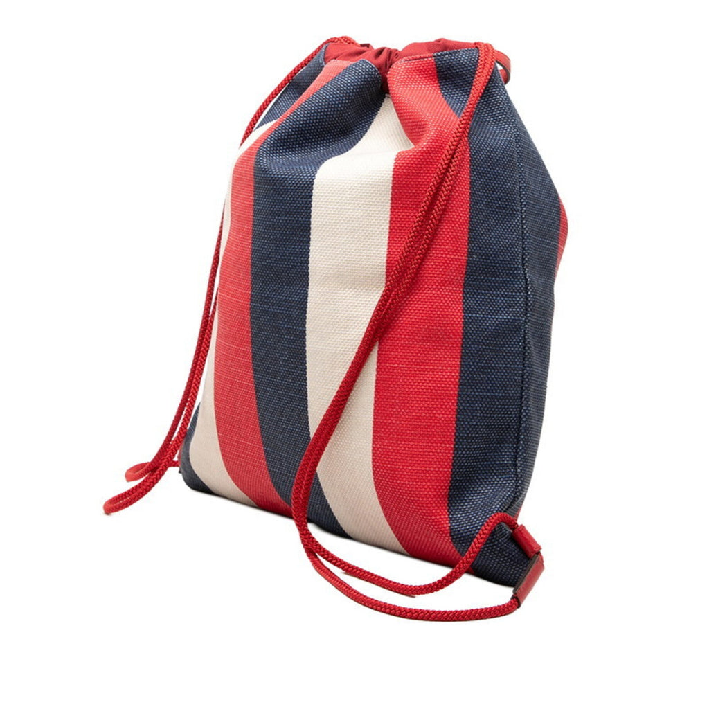 Gucci Blue Red Color White Canvas Backpack (Pre-Owned)