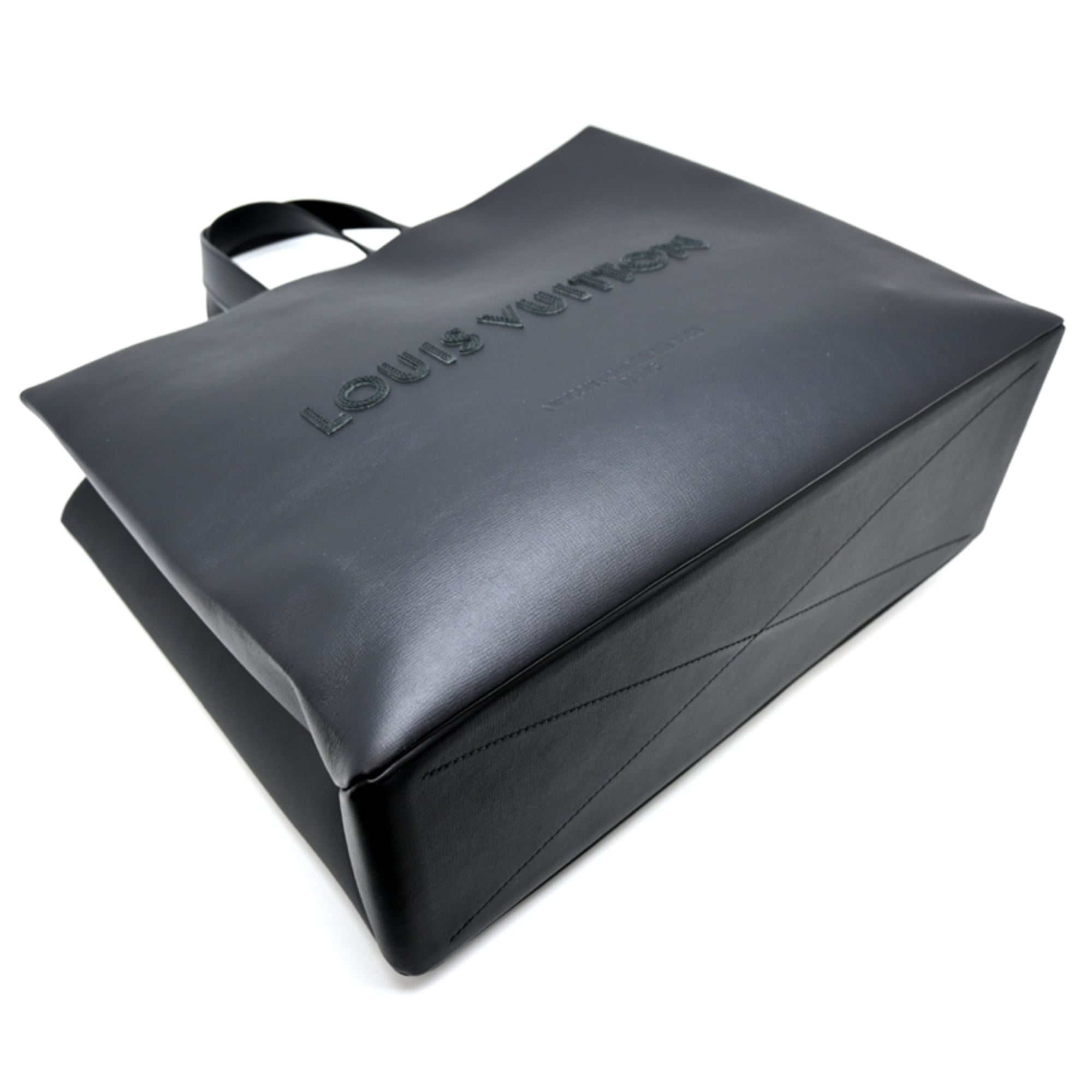 Louis Vuitton Black Leather Tote Bag