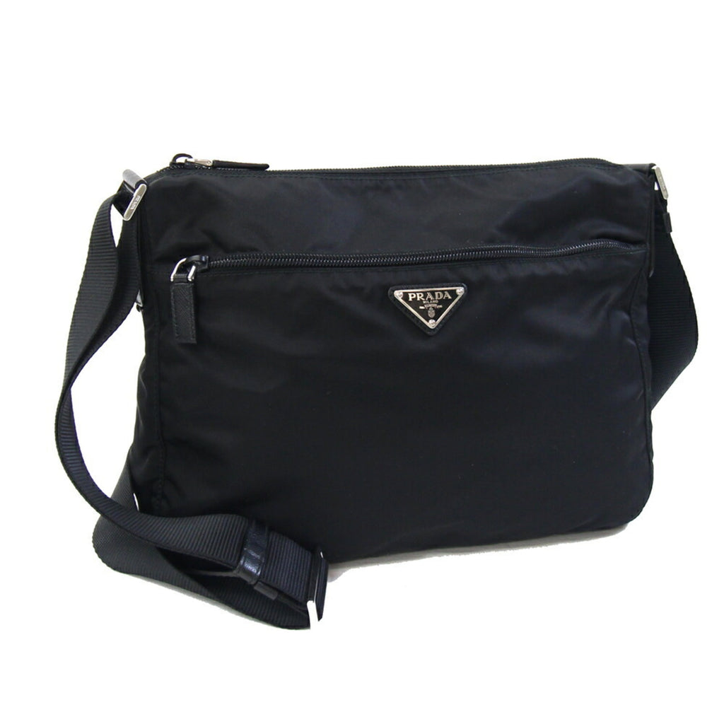 Prada Black Nylon Leather Shoulder Bag