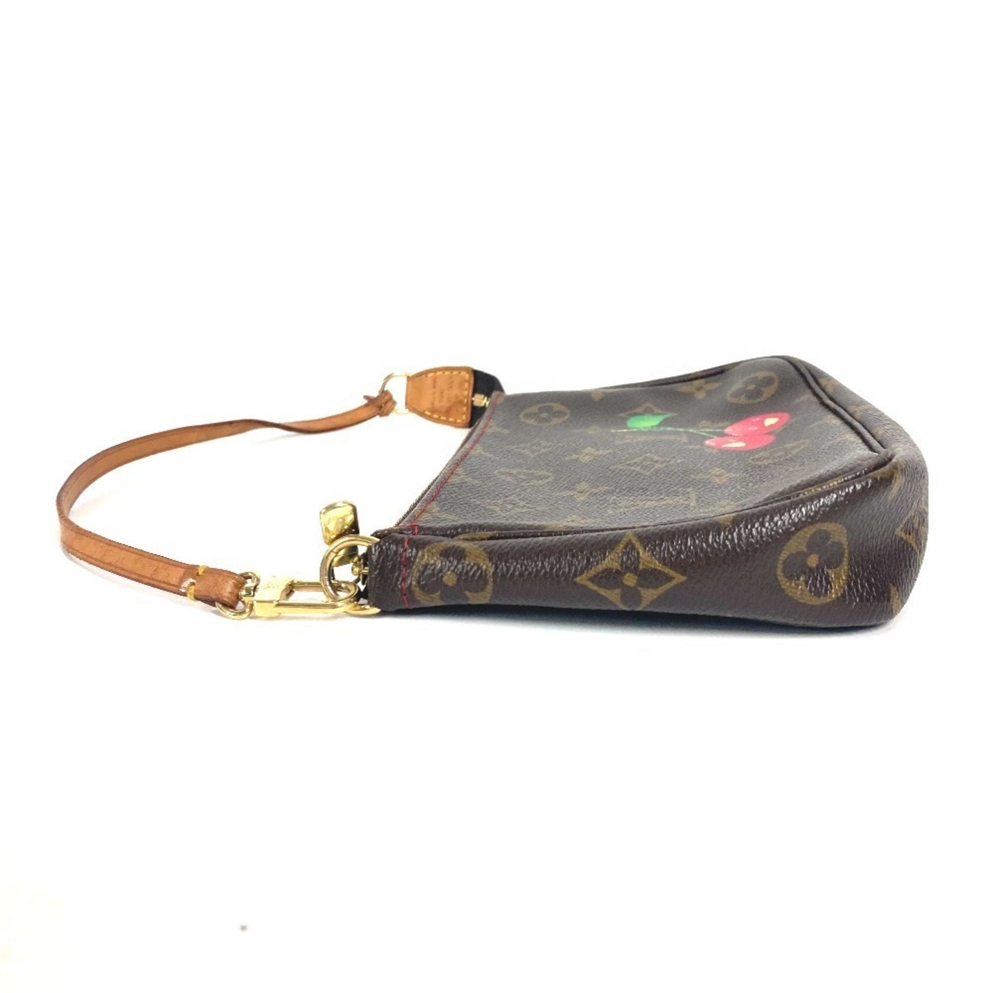Louis Vuitton Monogram Brown Monogram Cherry Red Color Pochette Pouch