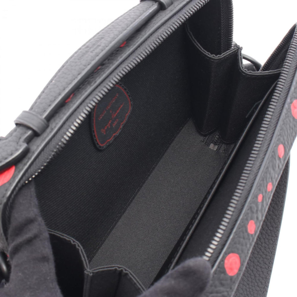 Louis Vuitton Black Red Color Monogram Leather Handbag