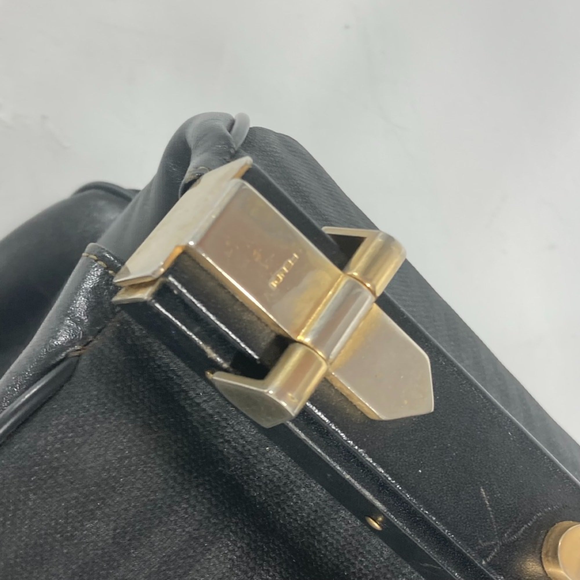 Fendi Pequin Black Leather Pvc Handbag