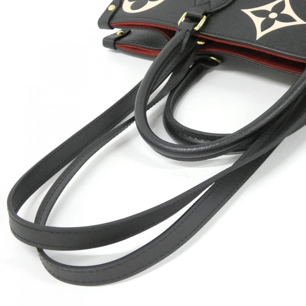 Louis Vuitton Beige Black Leather Handbag