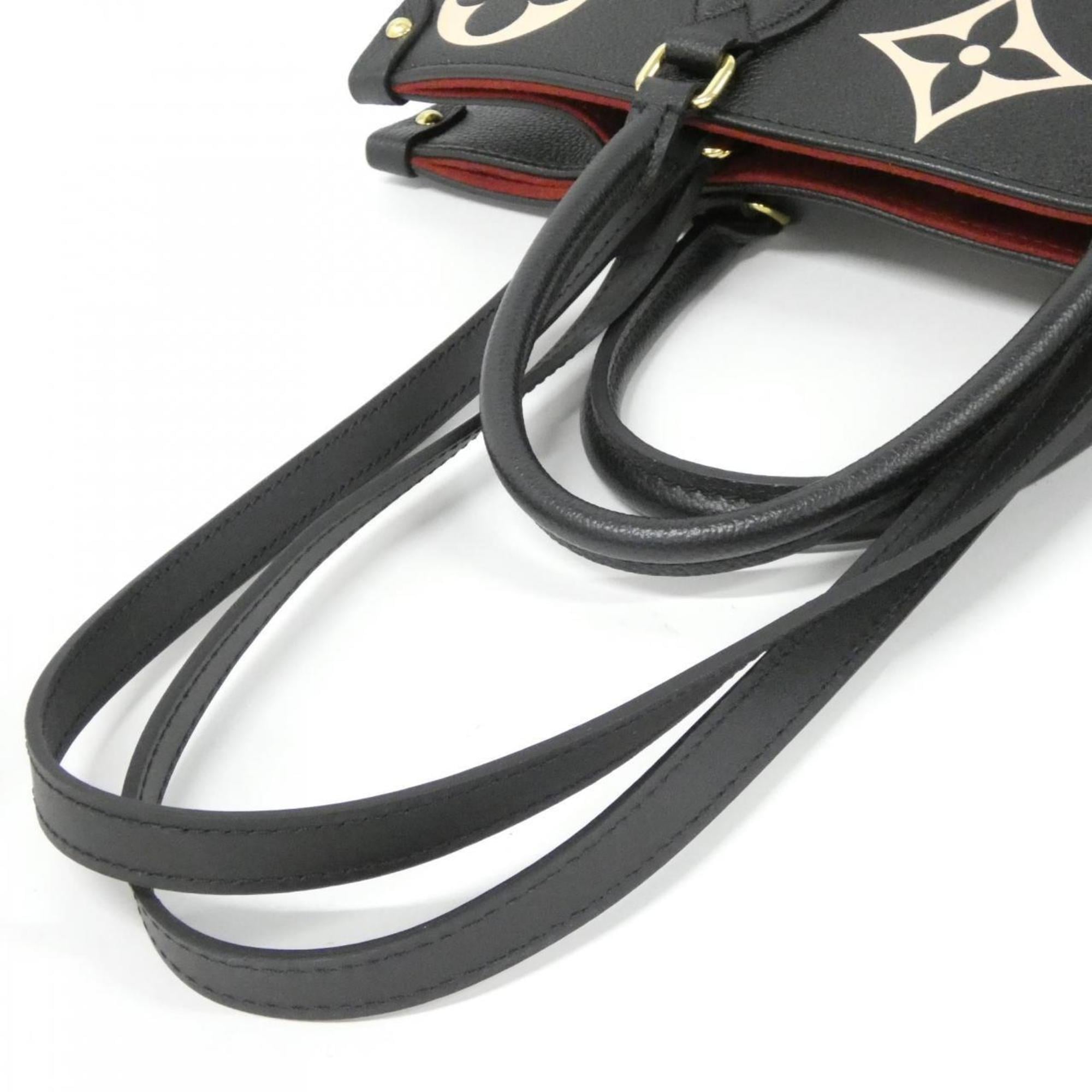Louis Vuitton Beige Black Leather Handbag