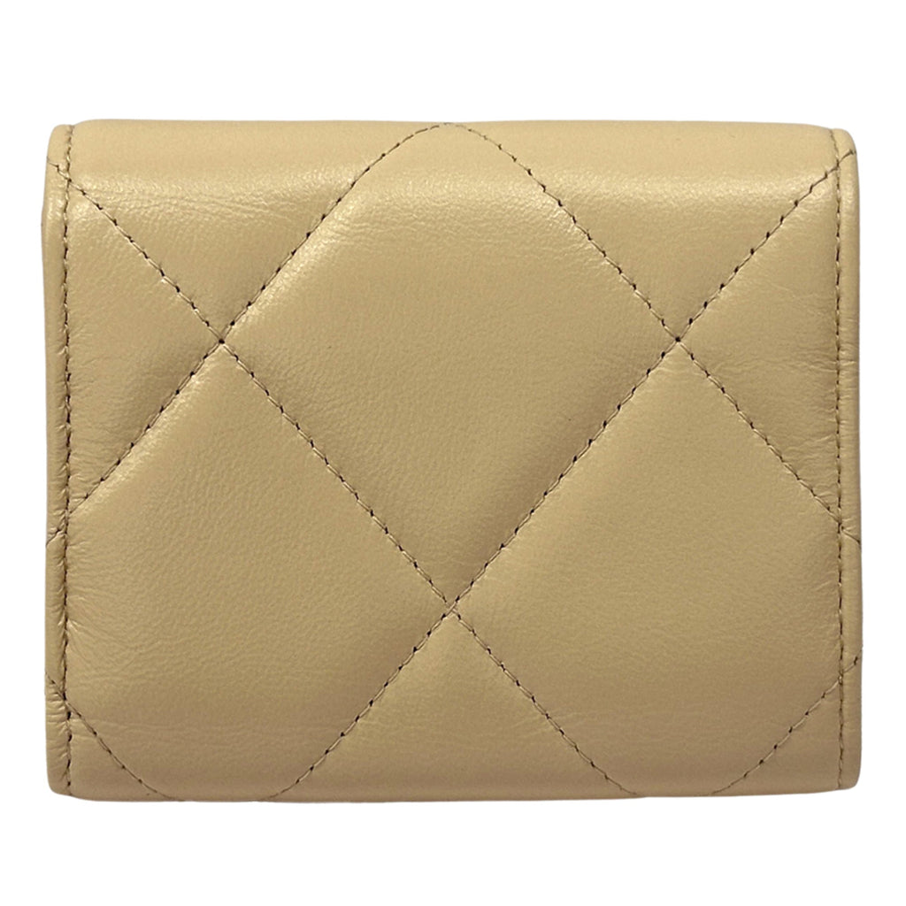 Chanel Beige Gold Leather Wallet (Bi-Fold)