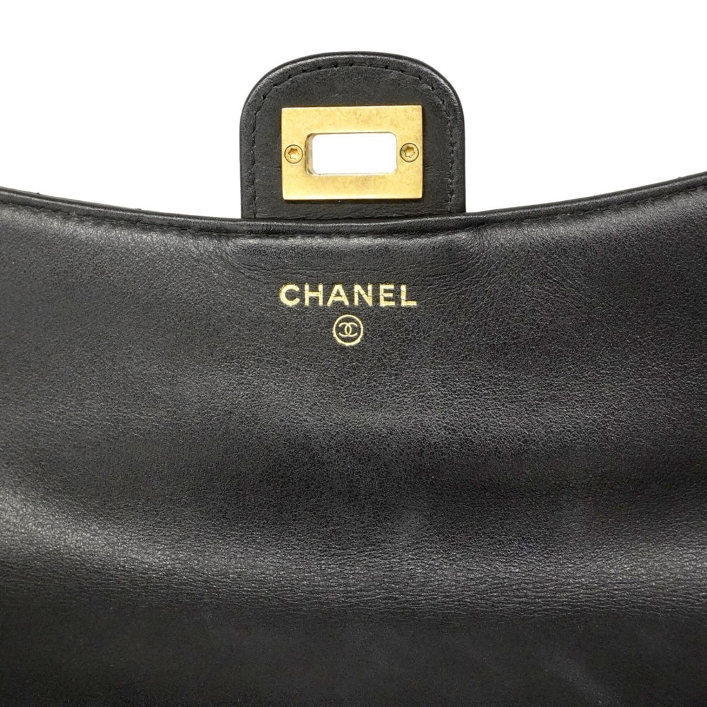 Chanel Black Leather Chain/Shoulder Wallet