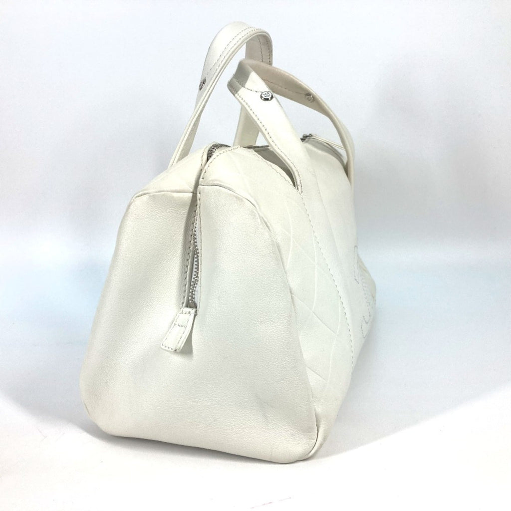 Chanel White Leather Boston Bag