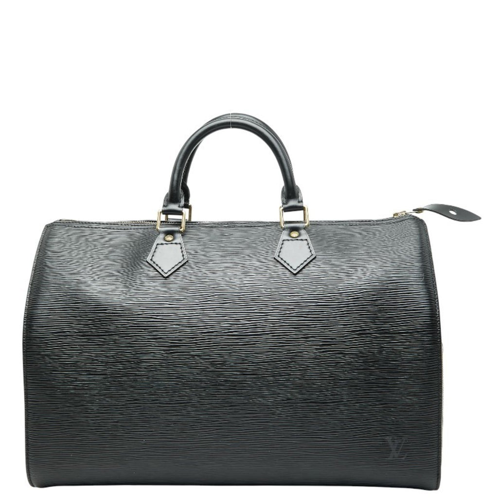 Louis Vuitton Black Noir Leather Boston Bag Handbag