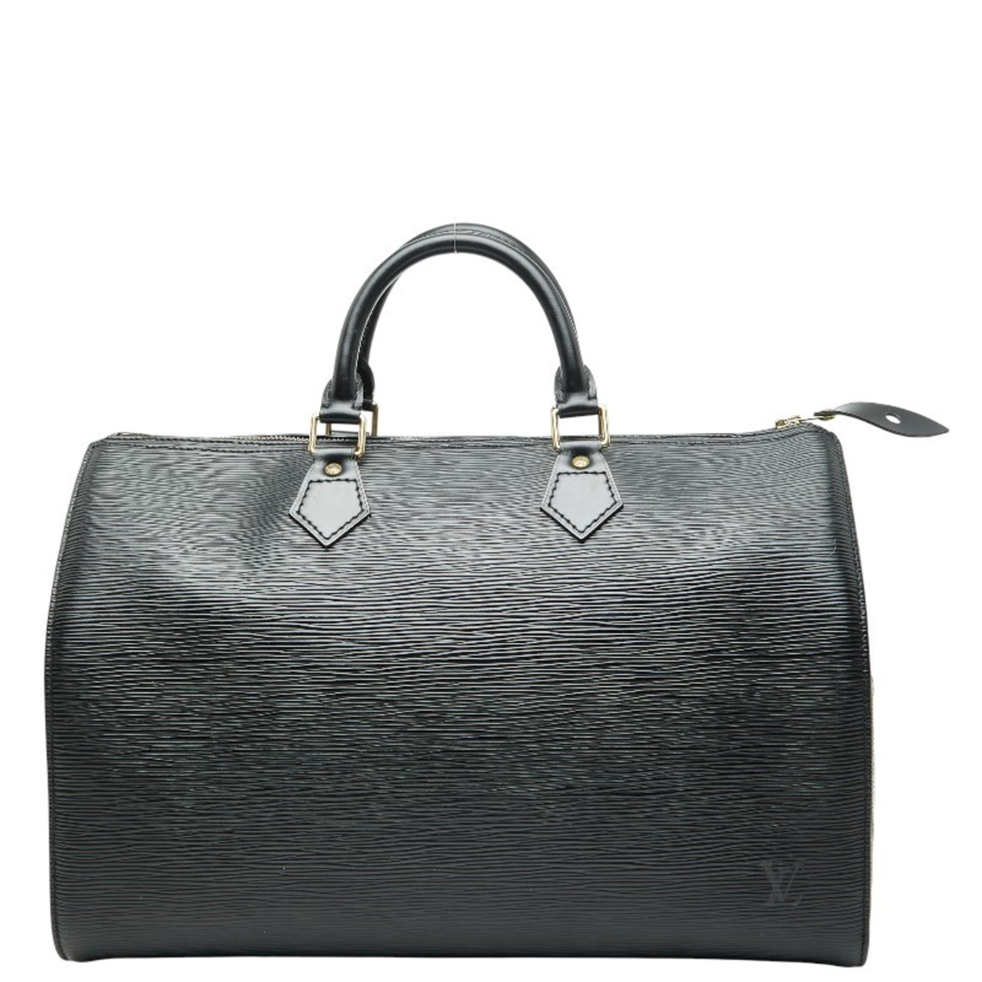Louis Vuitton Black Noir Leather Boston Bag Handbag