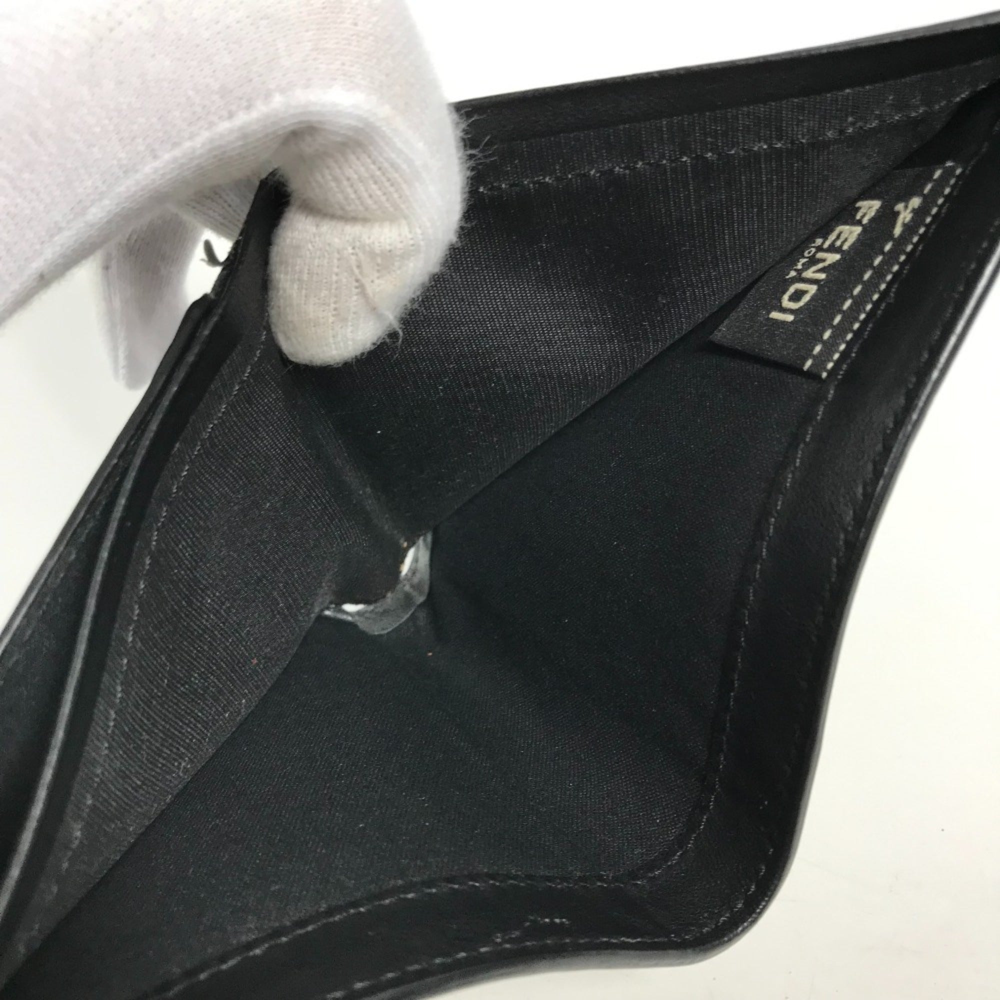 Fendi Black White Leather Bill Wallet (Bi-Fold)