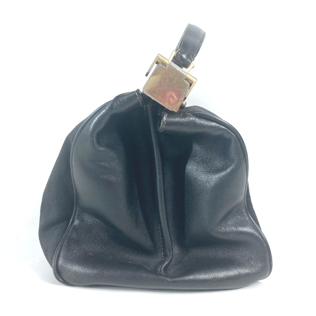Fendi Pequin Black Leather Pvc Handbag