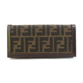 Fendi Brown Canvas Leather Long Wallet (Bi-Fold)