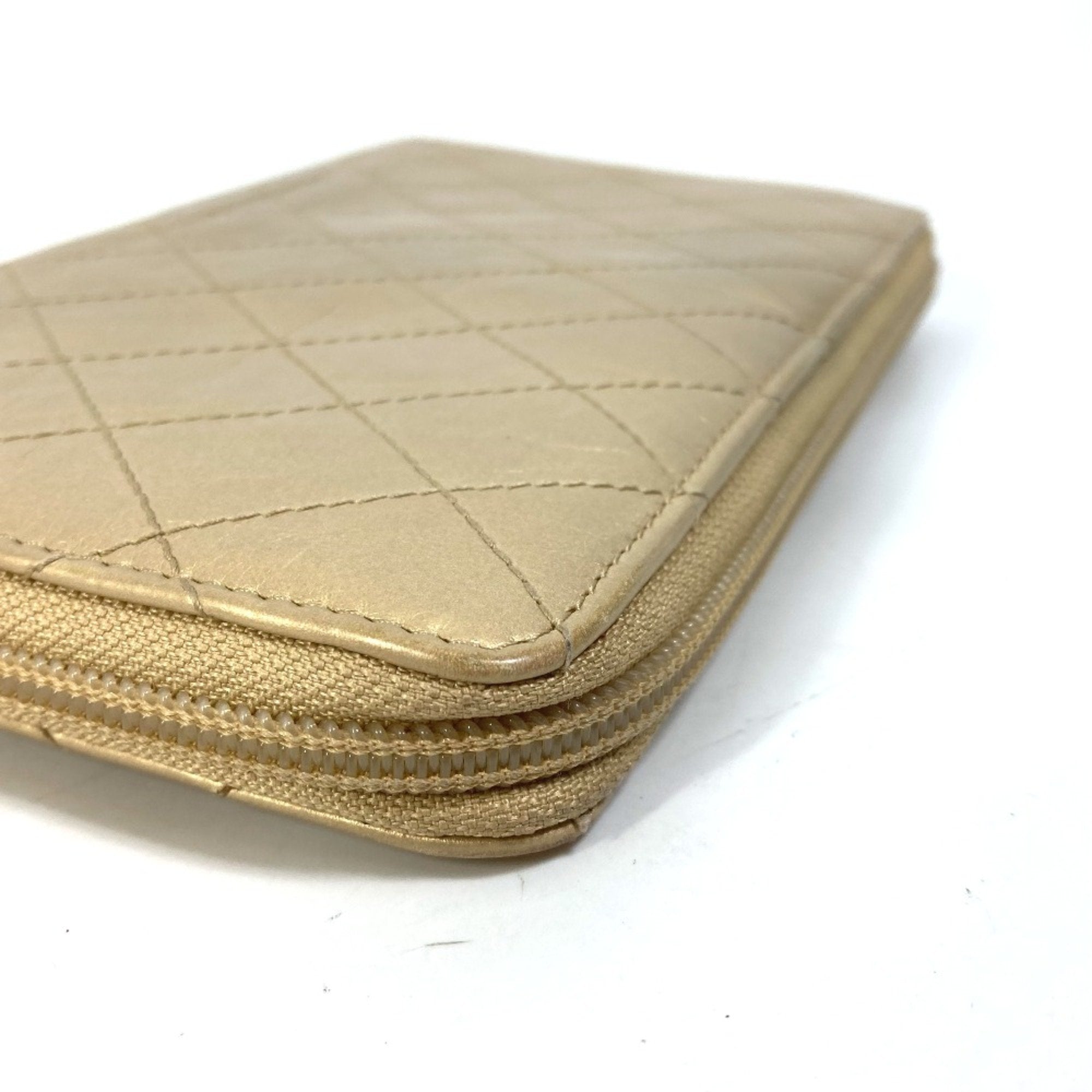 Chanel Gold Leather Long Wallet (Bi-Fold)
