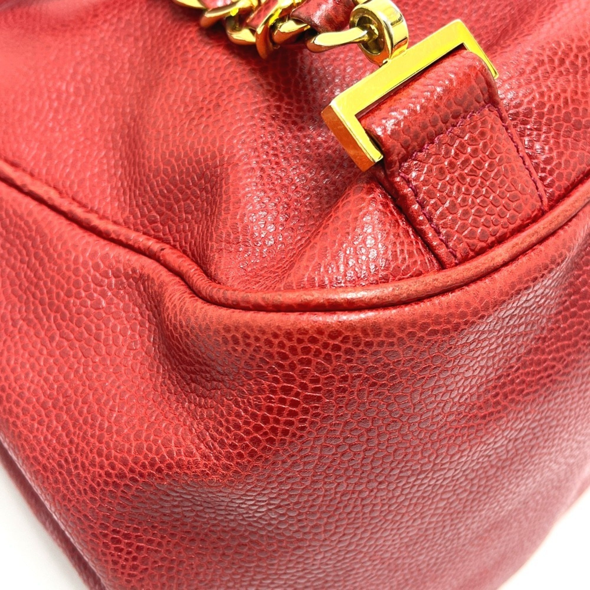 Chanel Red Color Grained Calfskin Backpack