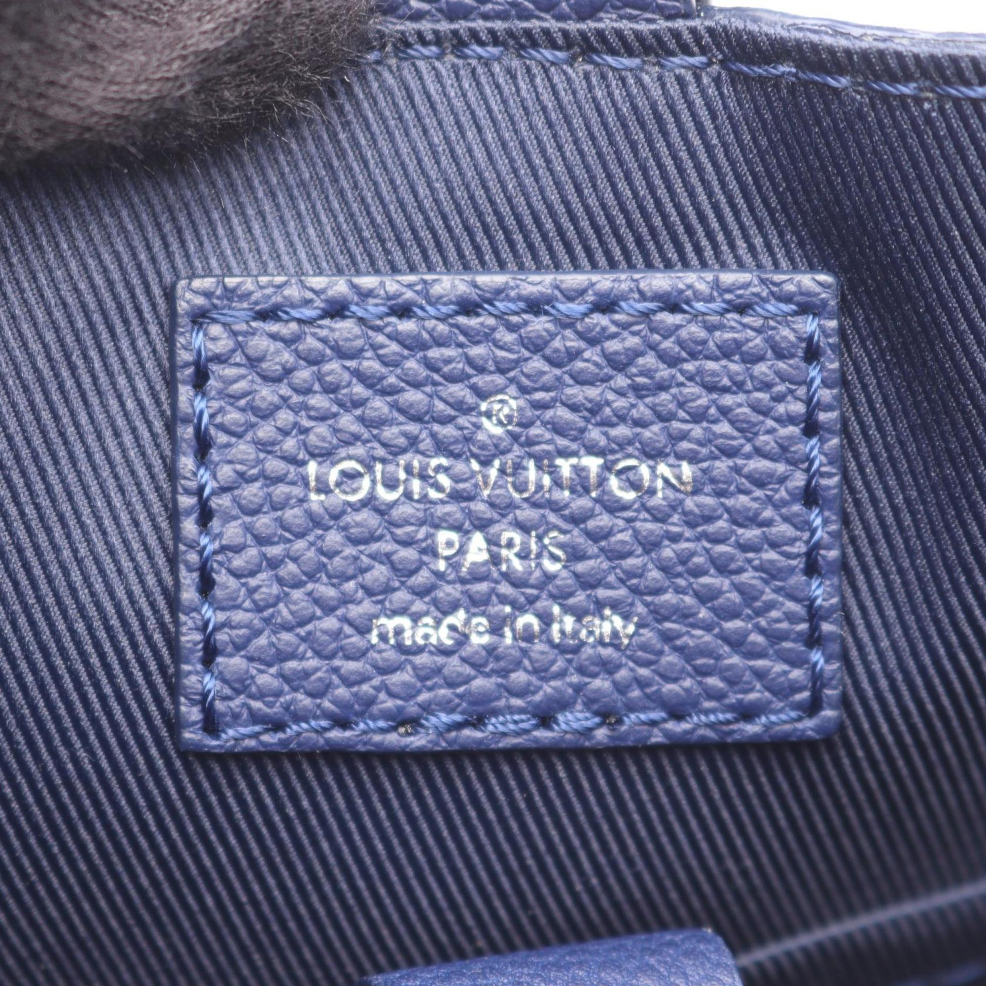 Louis Vuitton Blue Leather Coated Canvas Shoulder Bag