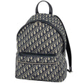 Christian Dior Black Blue Canvas Leather Backpack (Pre-Owned)