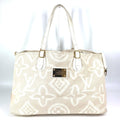 Louis Vuitton Beige Leather Canvas Shoulder Bag Tote Bag
