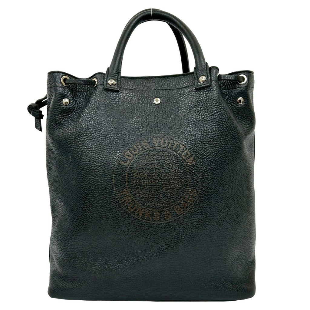 Louis Vuitton Black Leather Handbag Tote Bag