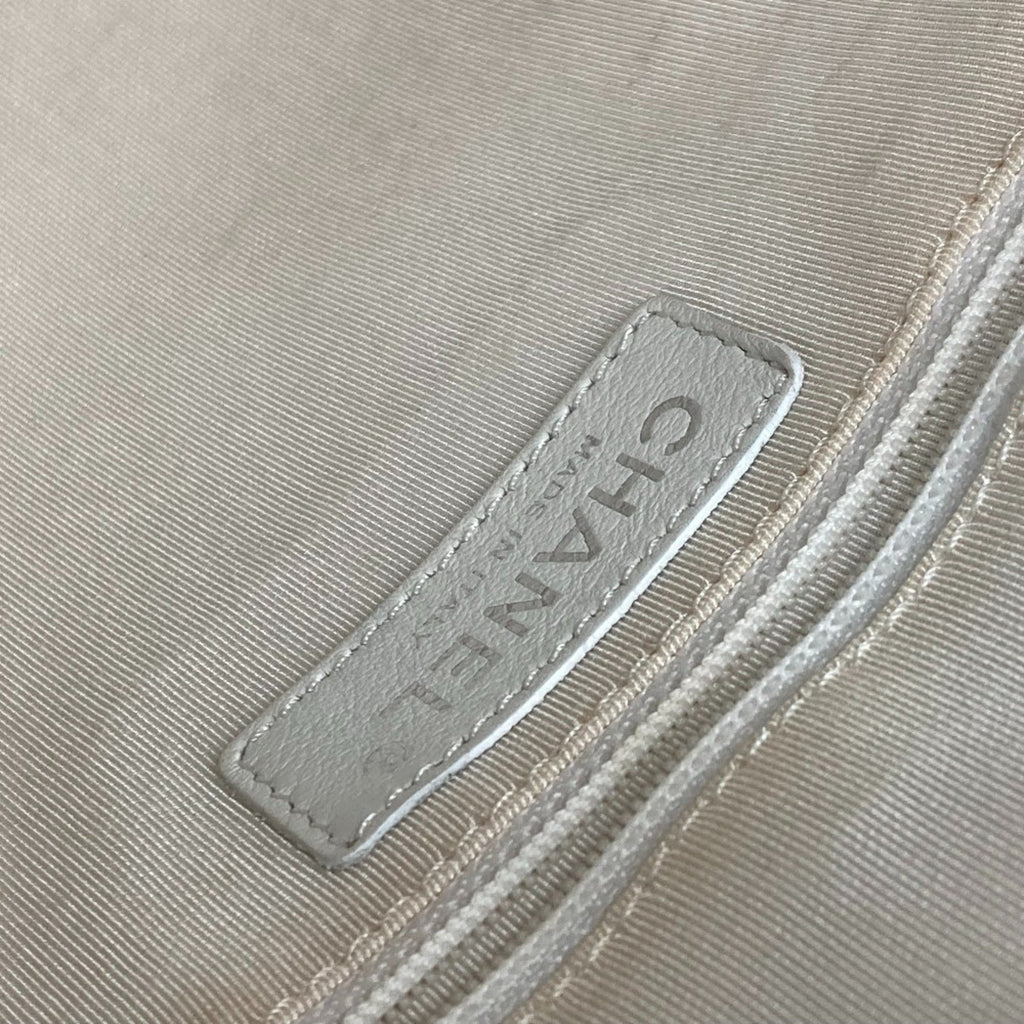 Chanel White Leather Boston Bag