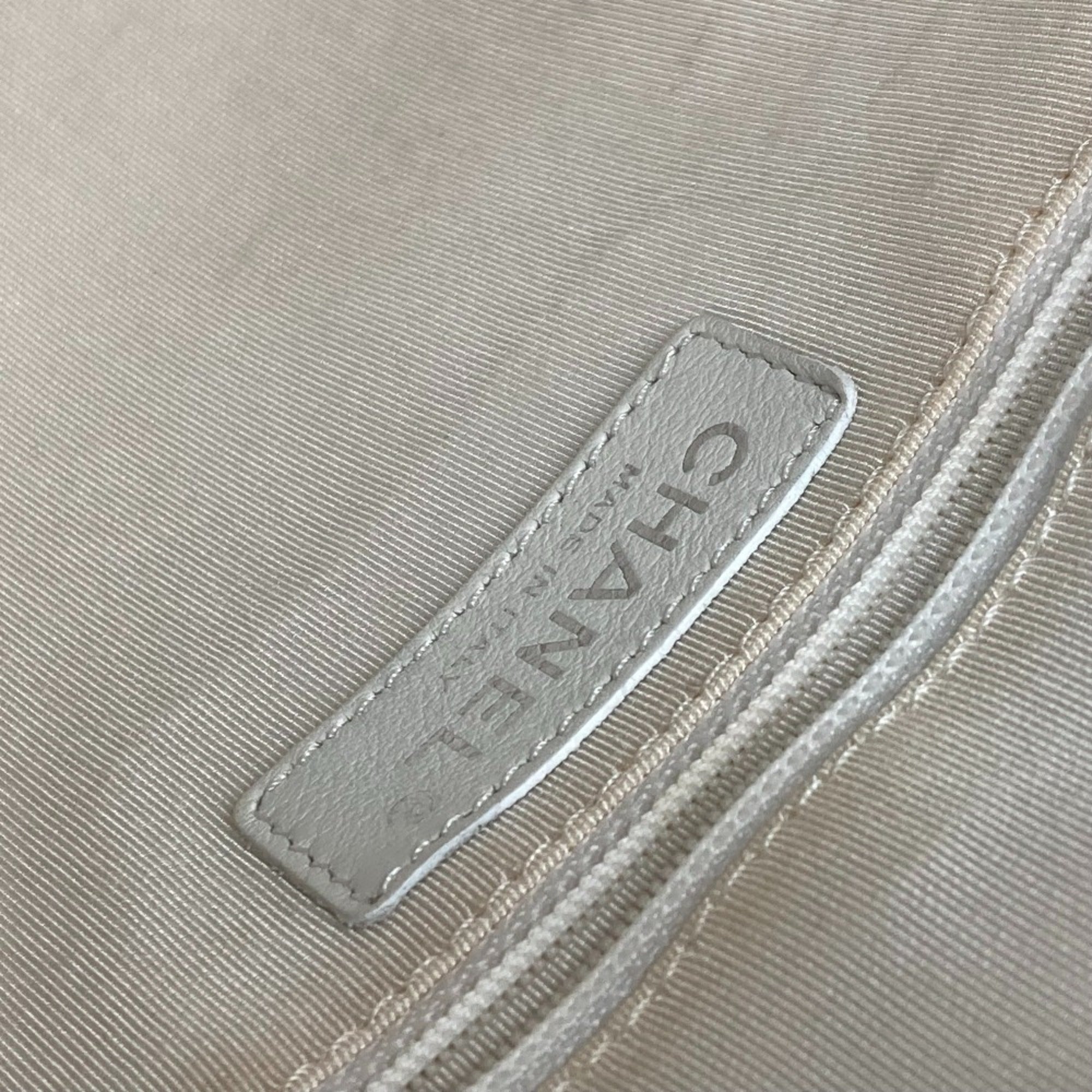 Chanel White Leather Boston Bag