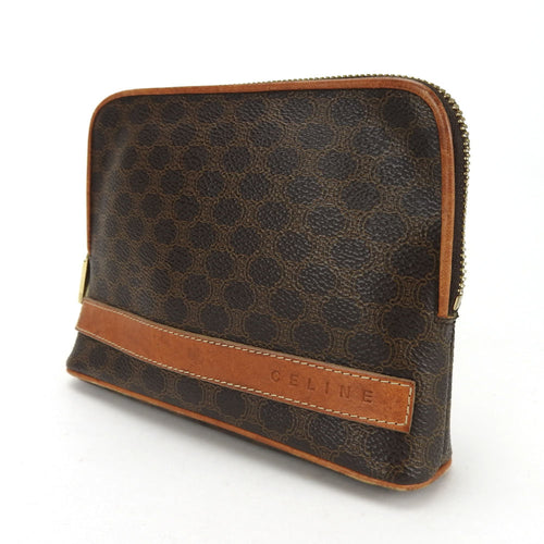 Celine Macadam Brown Pvc Leather Pouch