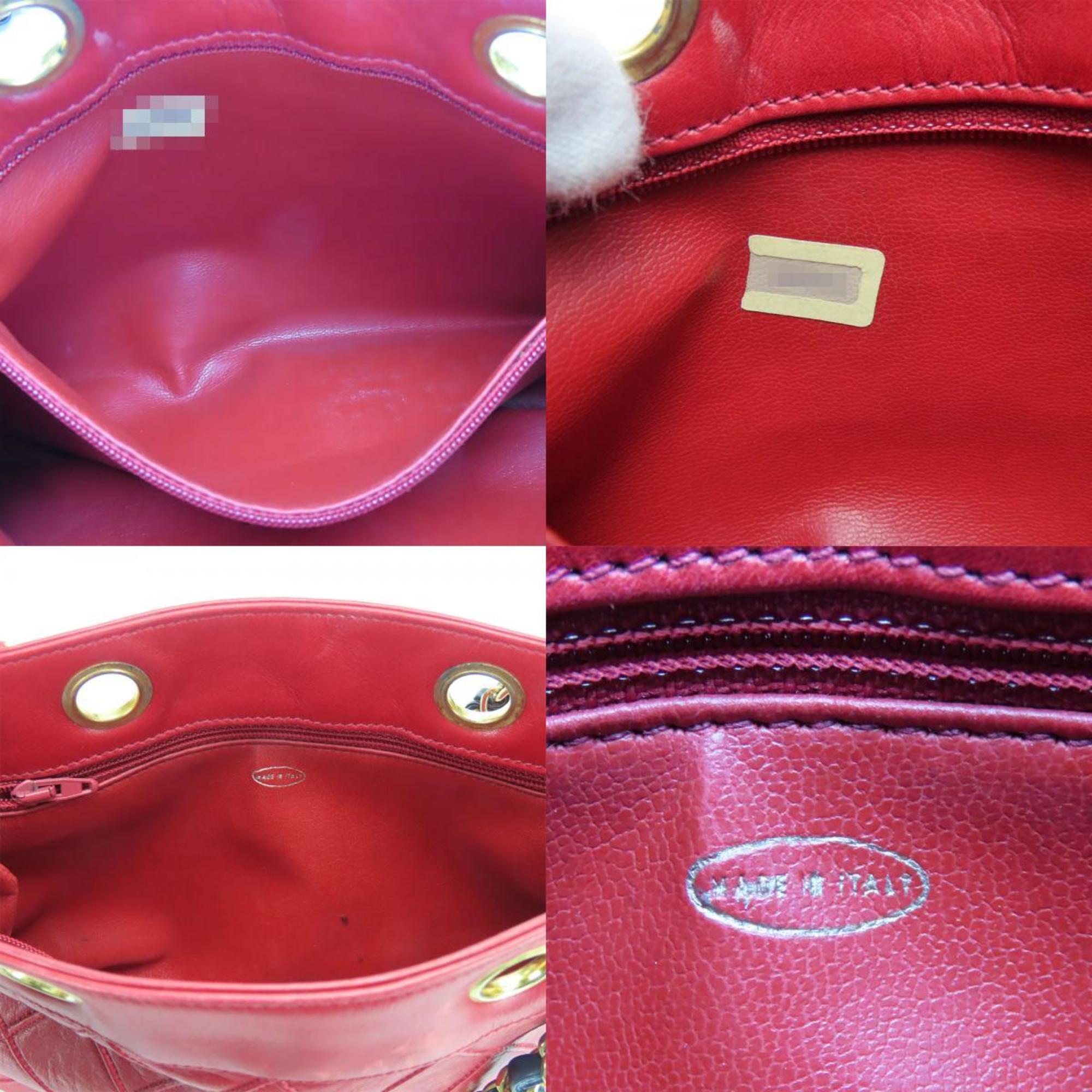Chanel Bicolor Red Color Leather Shoulder Bag