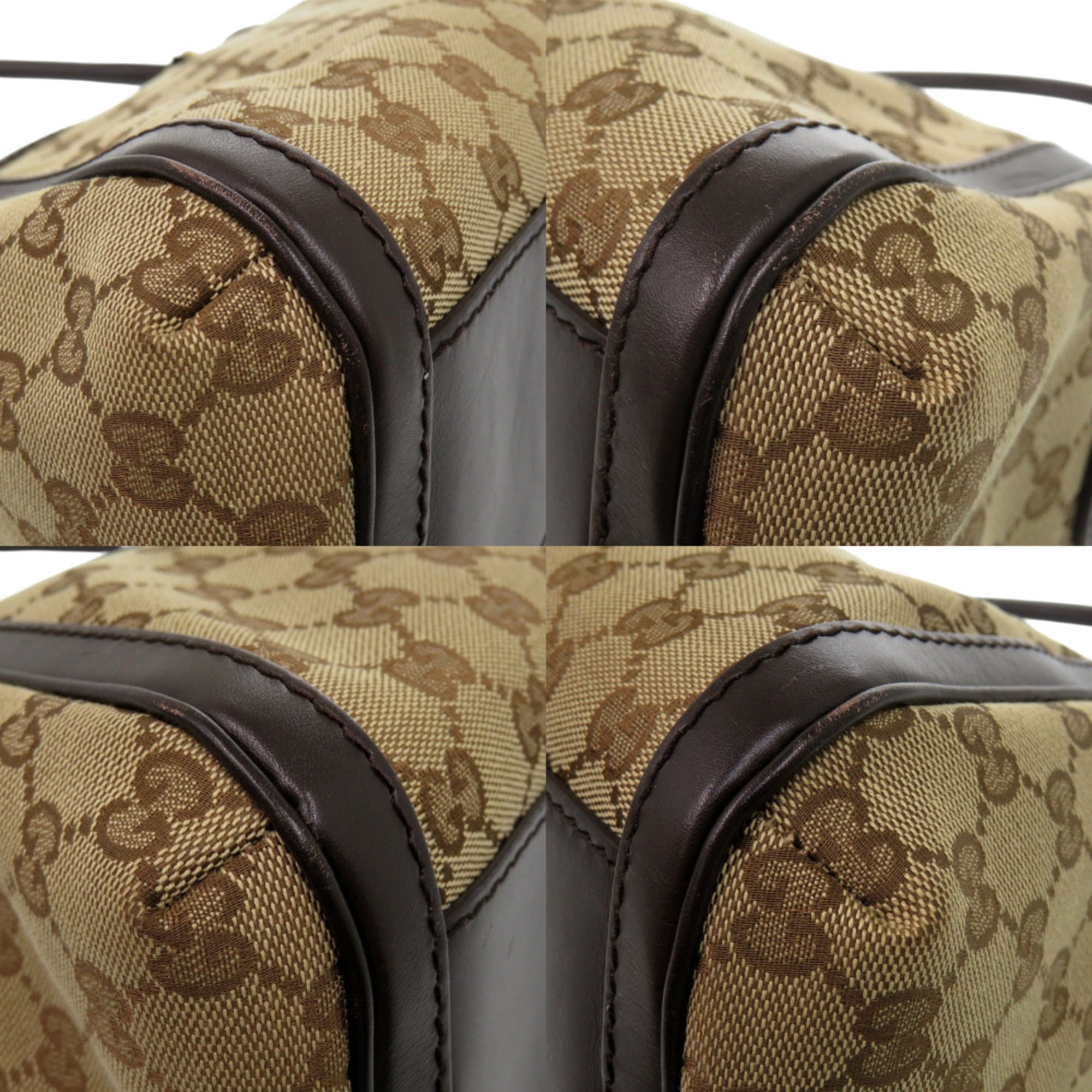 Gucci Beige Dark Brown Gg Canvas Leather Handbag Shoulder Bag (Pre-Owned)