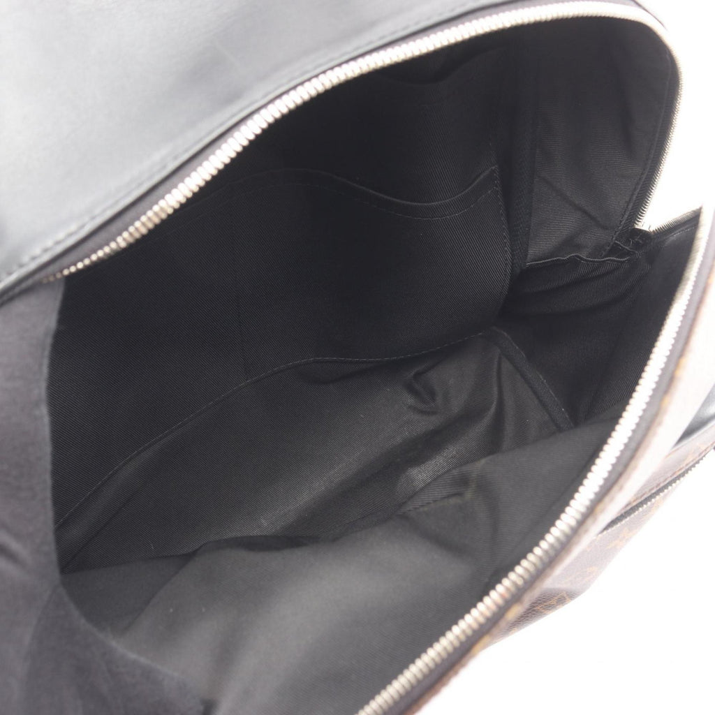 Louis Vuitton Black Brown Coated Canvas Leather Backpack Handbag