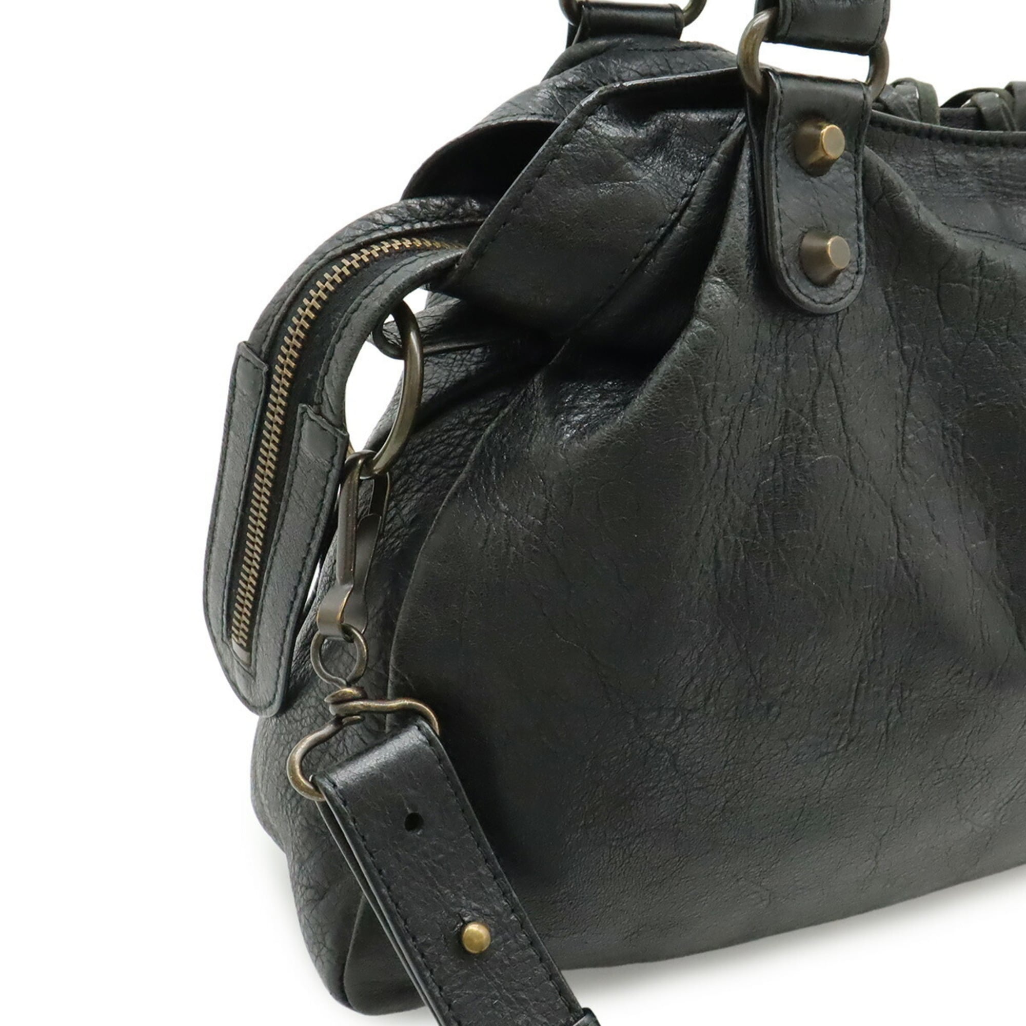 Balenciaga Black Leather Handbag Shoulder Bag Tote