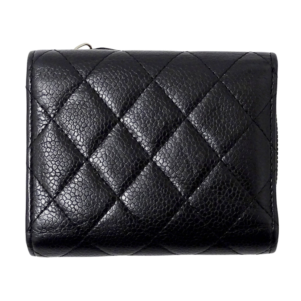Chanel Black Grained Calfskin Wallet (Tri-Fold)