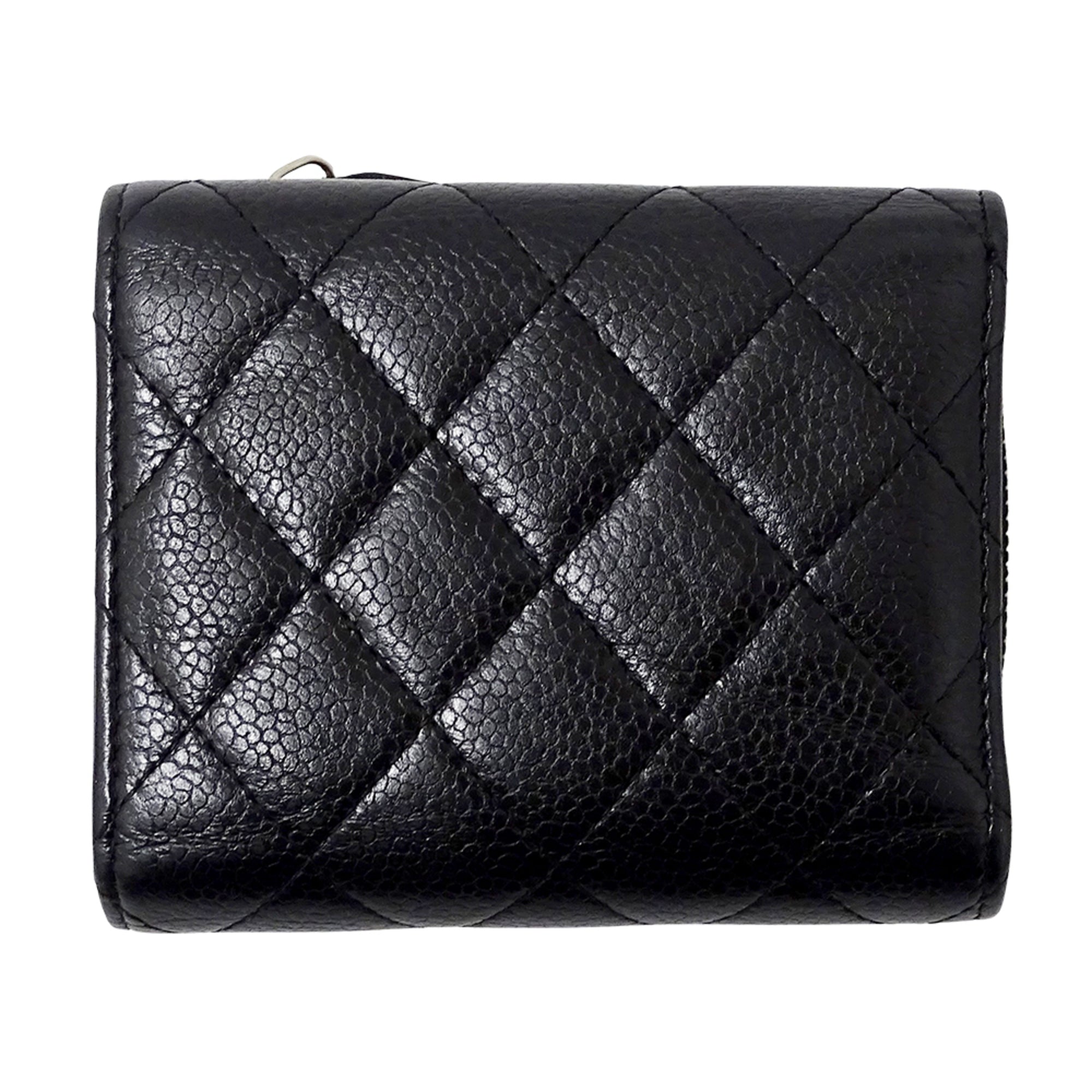 Chanel Black Grained Calfskin Wallet (Tri-Fold)