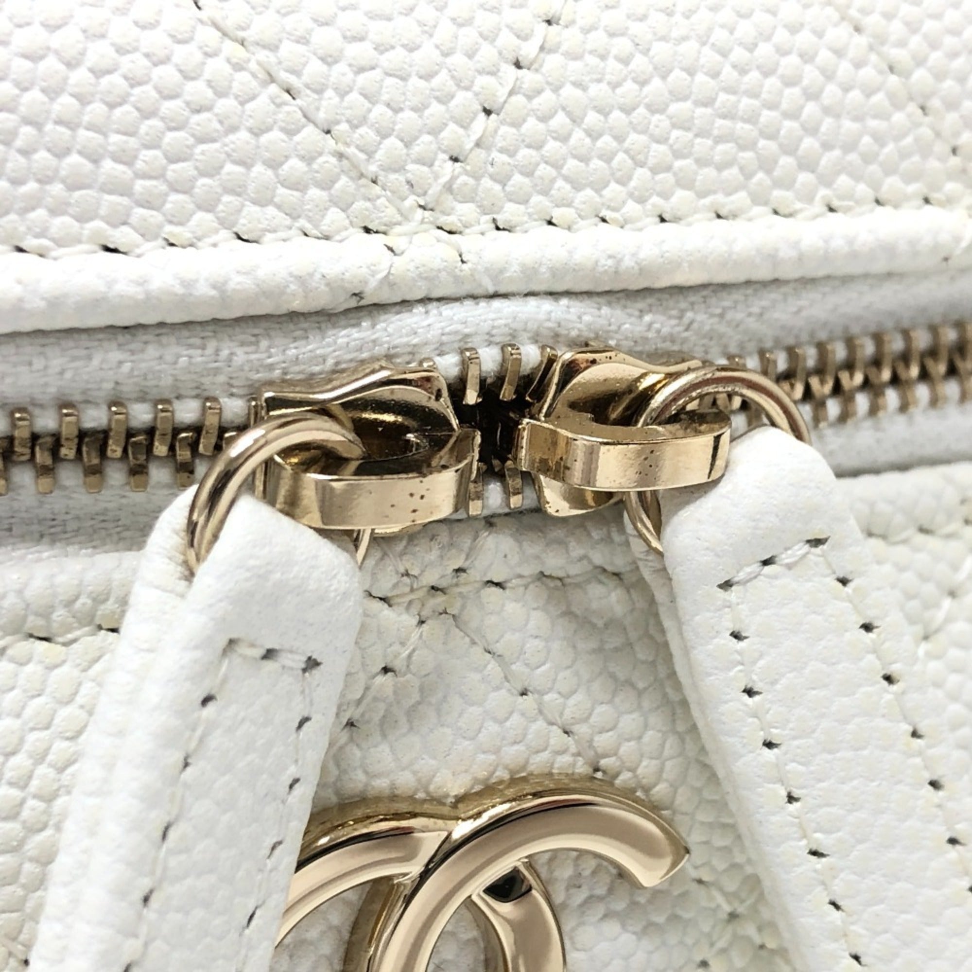Chanel Caviar Skin White Caviar Leather Handbag Shoulder Bag Vanity Bag