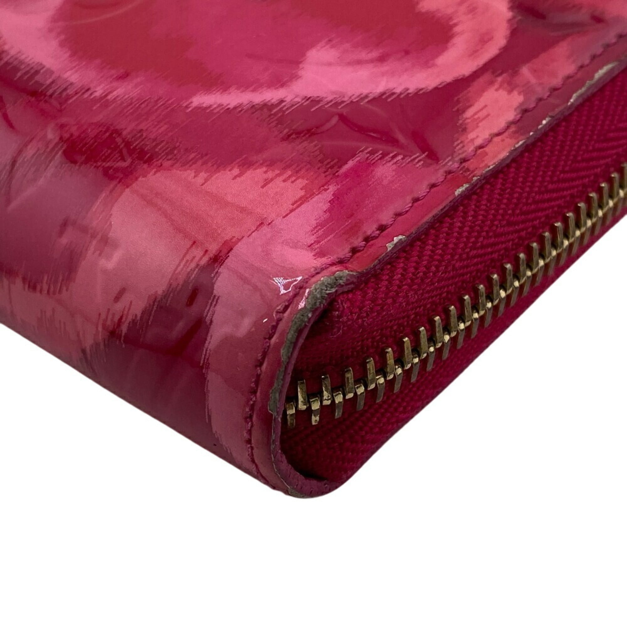 Louis Vuitton Pink Red Color Vernis Leather Long Wallet
