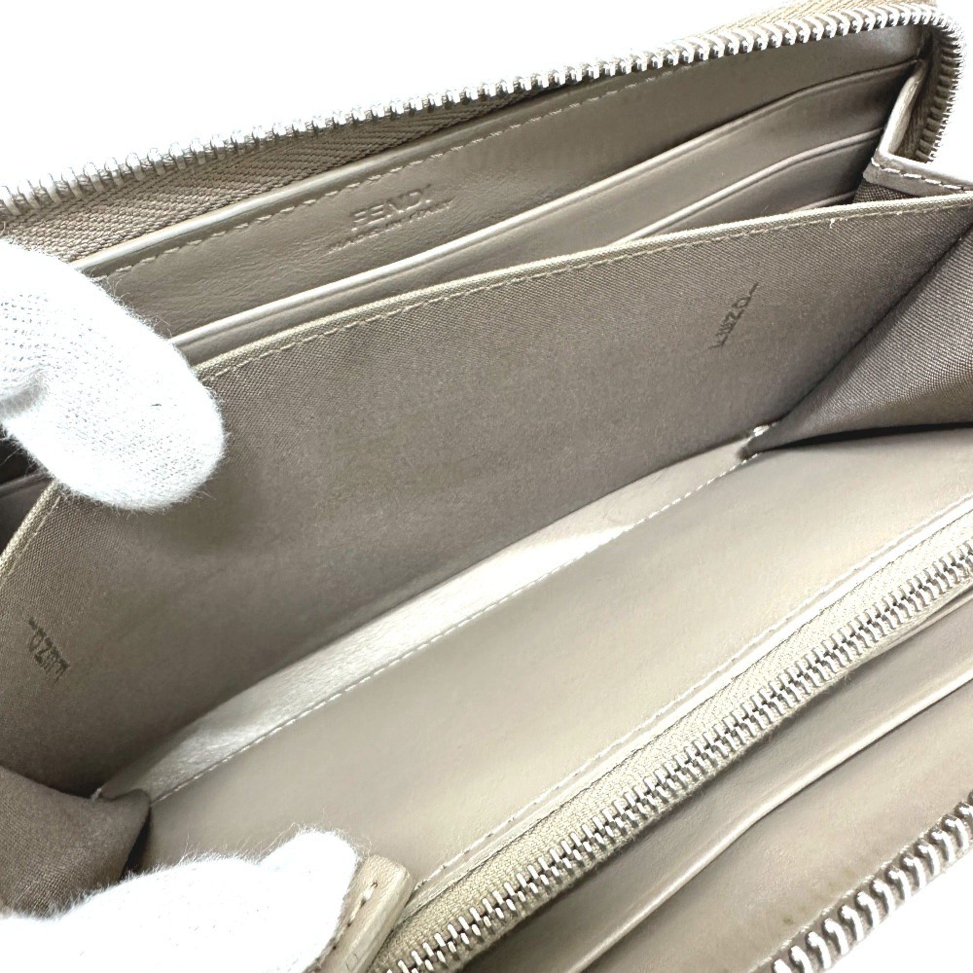 Fendi Beige Leather Long Wallet (Bi-Fold)