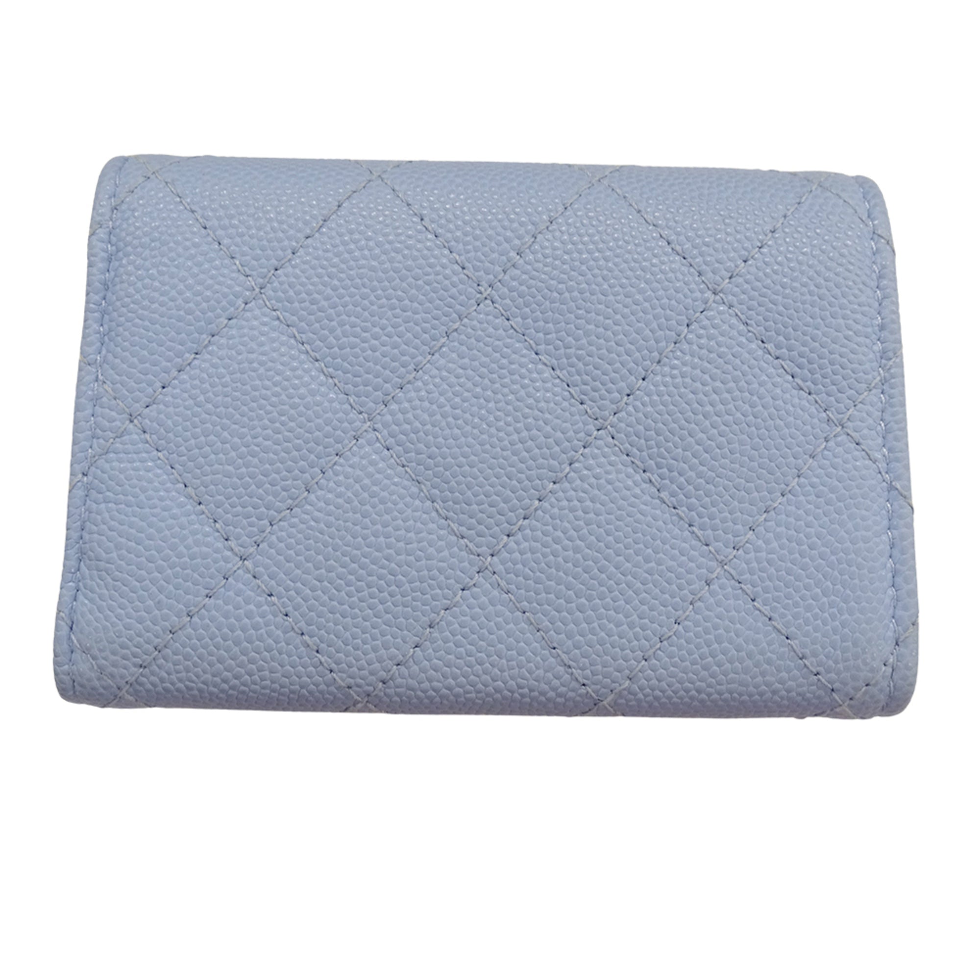 Chanel Light Blue Grained Calfskin Wallet (Tri-Fold)