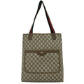 Gucci Brown Green Red Color Leather Pvc Handbag Tote Bag (Pre-Owned)