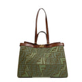 Fendi Green Cotton Shoulder Bag Tote Bag