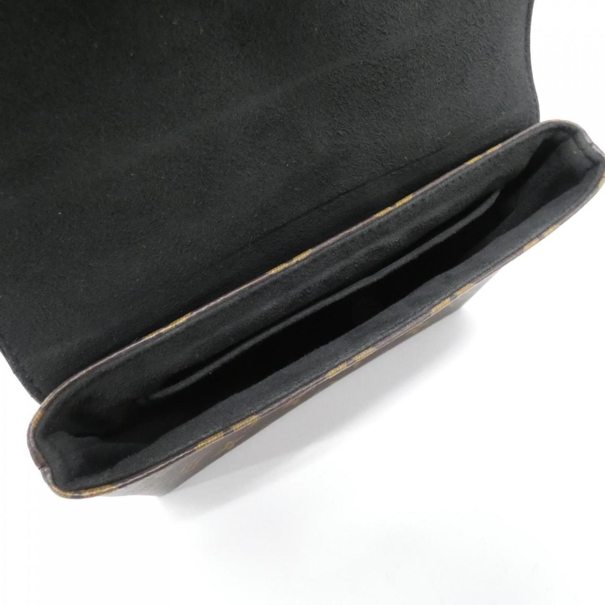 Louis Vuitton Monogram Black Marron Coated Canvas Leather Handbag