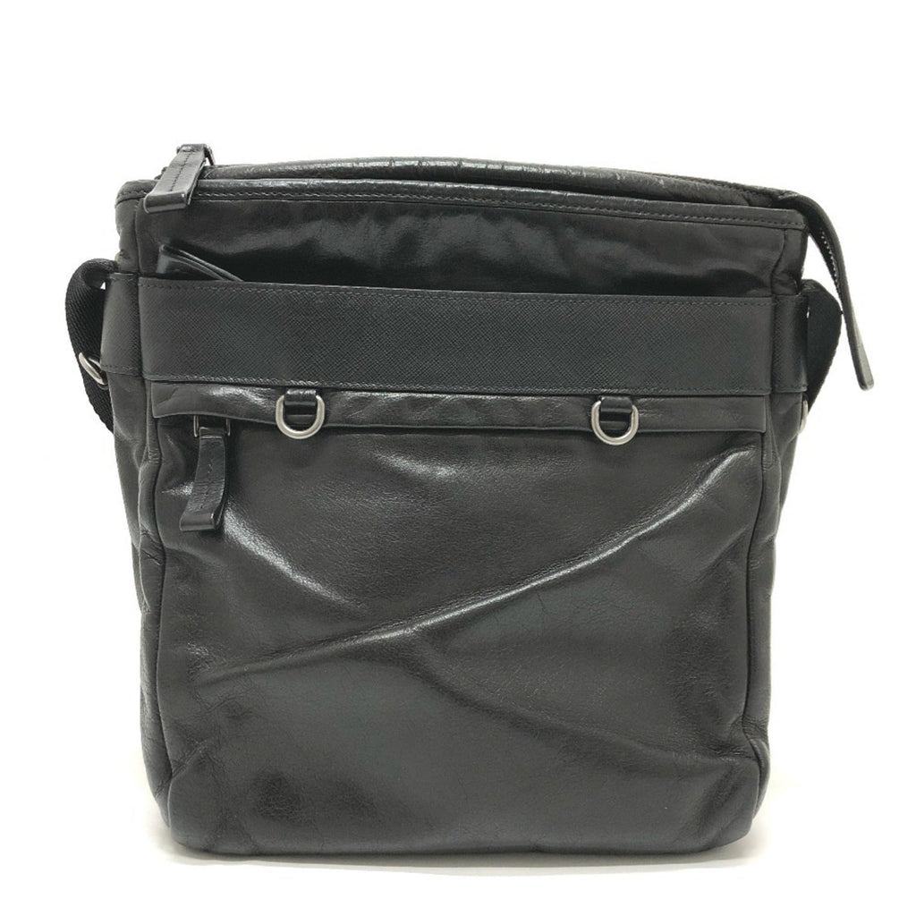 Prada Black Leather Messenger Bag Shoulder Bag