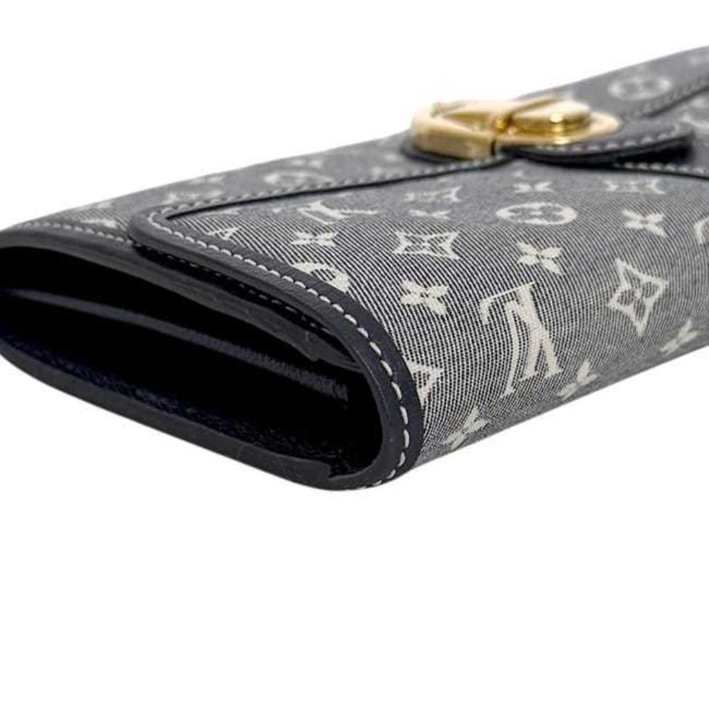 Louis Vuitton Gray Navy Canvas Leather Long Wallet