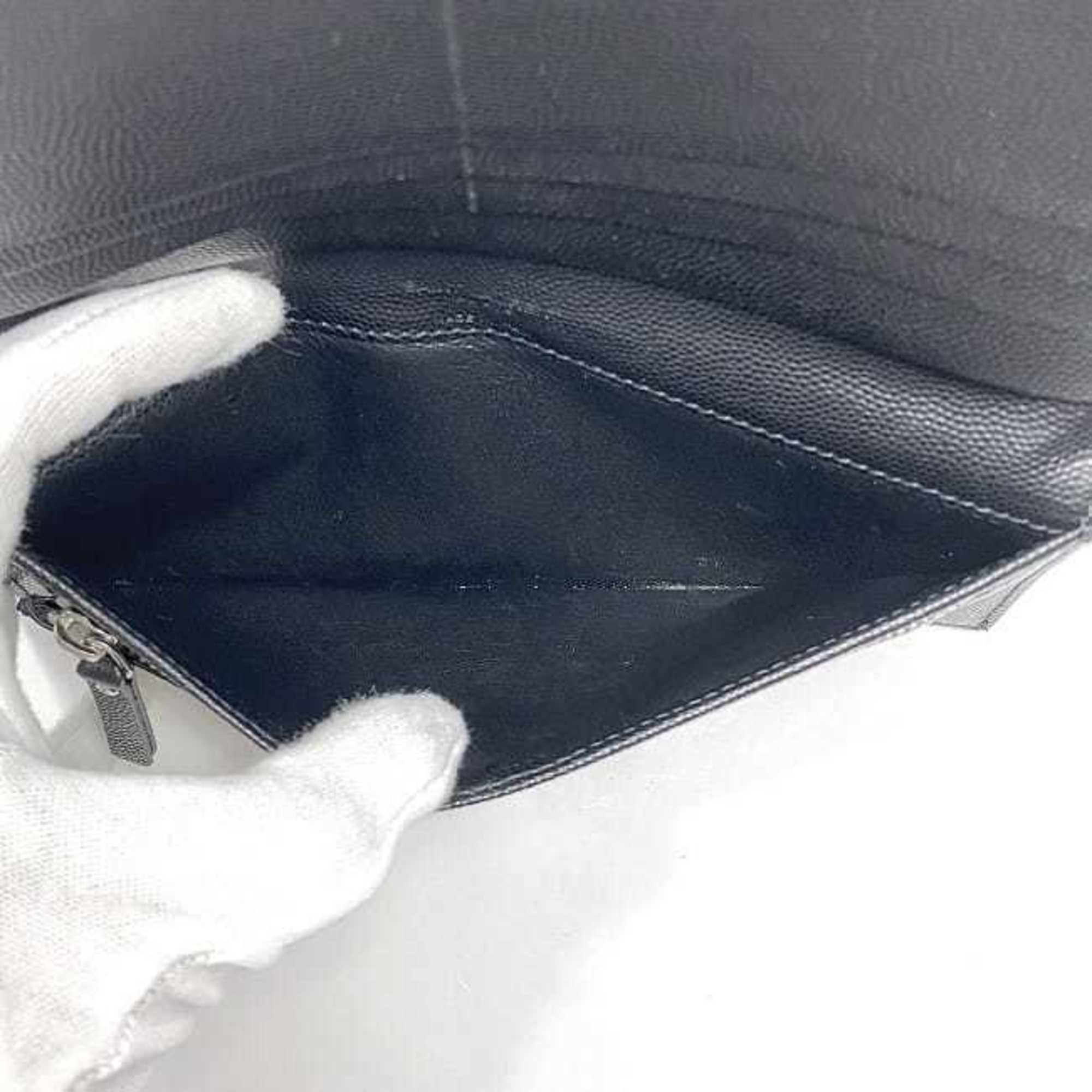 Saint Laurent Black Leather Long Wallet (Bi-Fold) (Pre-Owned)