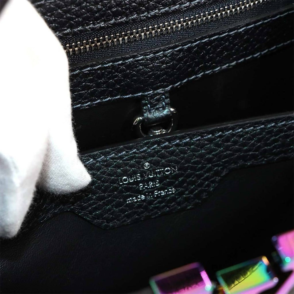 Louis Vuitton Metallic Black Leather Handbag Shoulder Bag