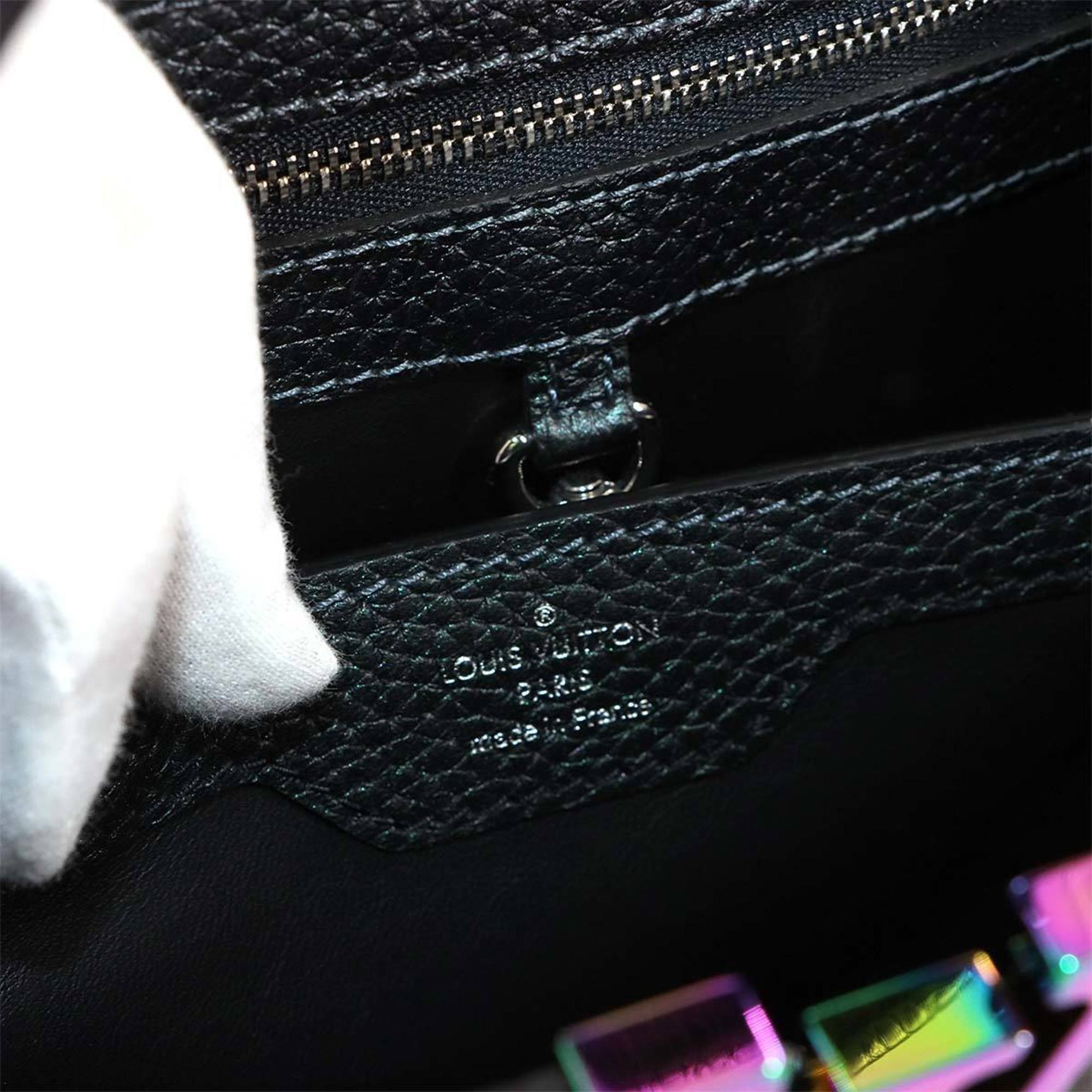 Louis Vuitton Metallic Black Leather Handbag Shoulder Bag