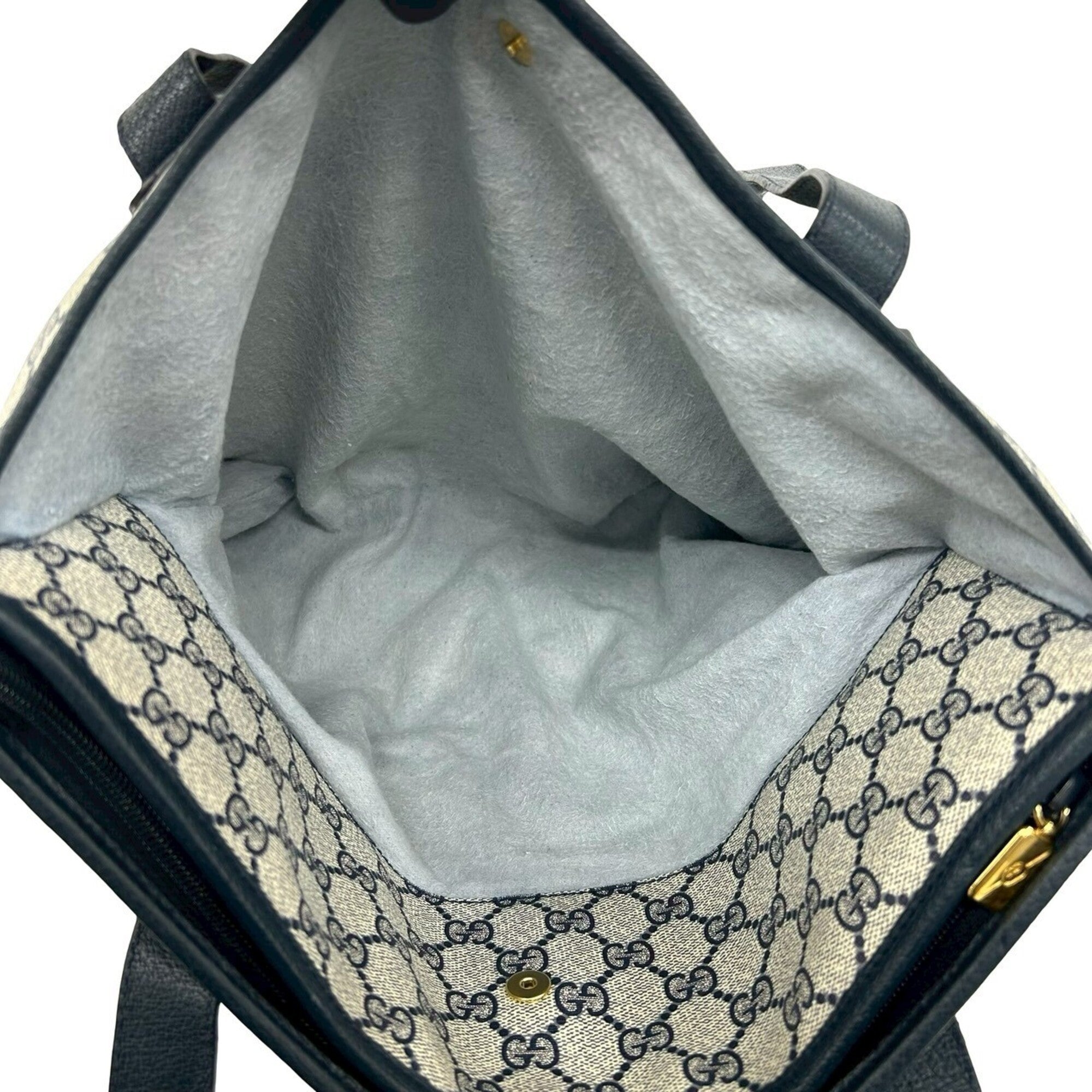 Gucci Navy Pvc Leather Handbag Shoulder Bag Tote Bag (Pre-Owned)