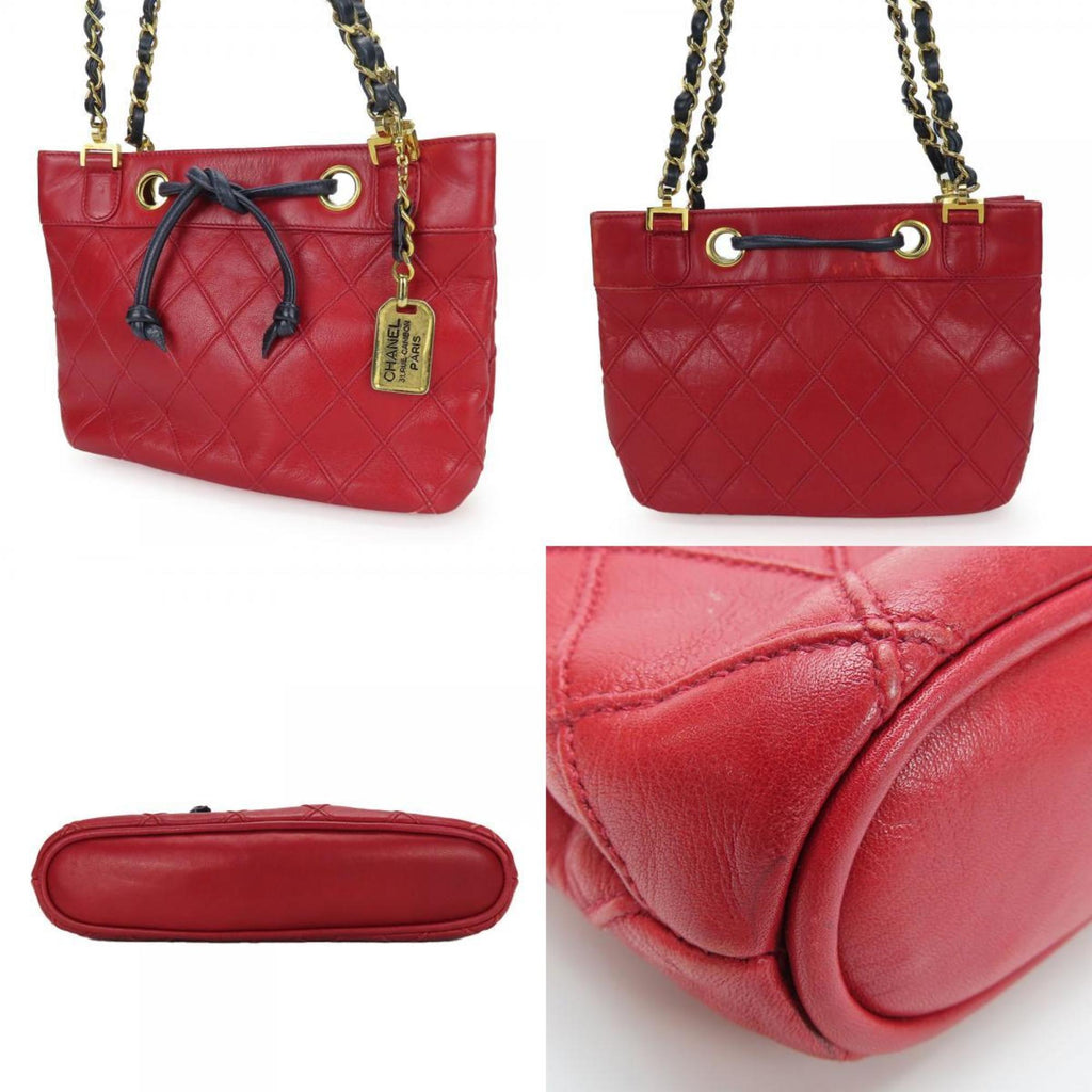 Chanel Bicolor Red Color Leather Shoulder Bag